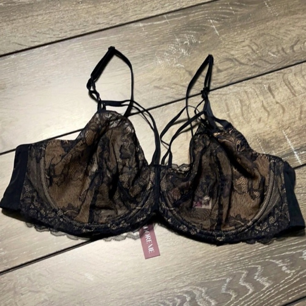 NWT Adore Me Strappy Black Lace 38DD Bra